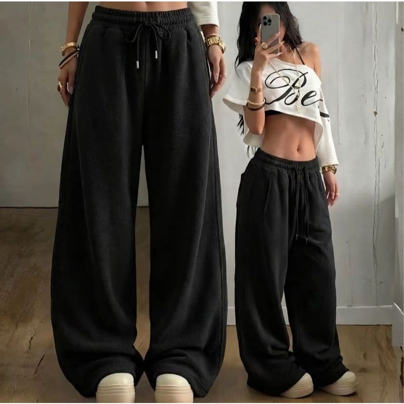 Calça Wide Leg Moletom Lisa Masculino Feminino Unissex Moda Gringa Largona Estilo StreetWear e Atletico Academia