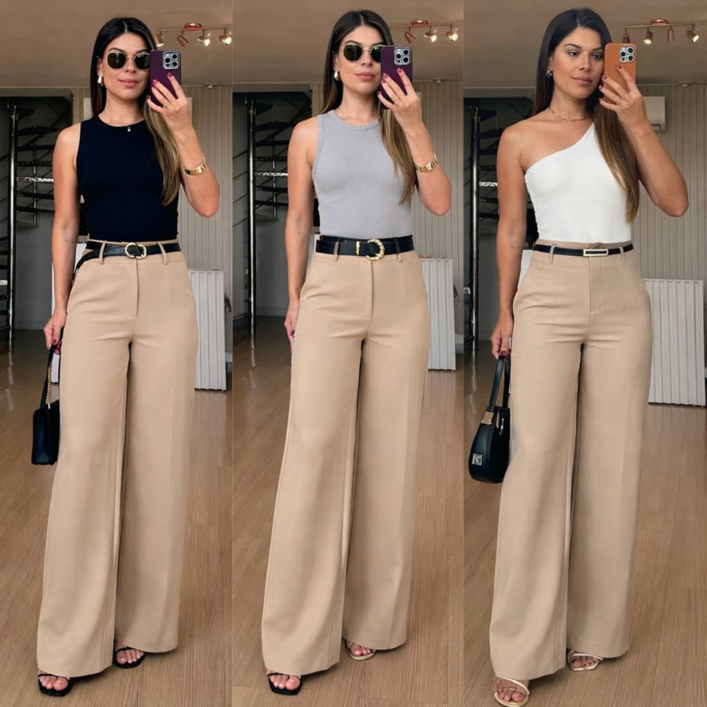 CALÇA PANTALONA WIDE LEG TECIDO MARRANTE - LUIZ TWILL