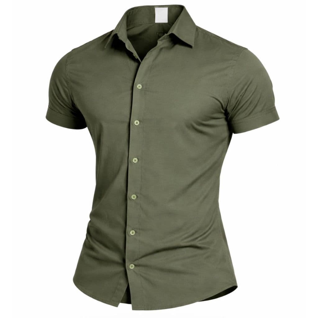 Camisa Masculina Casual Slim com Elastano Premium Manga Curta