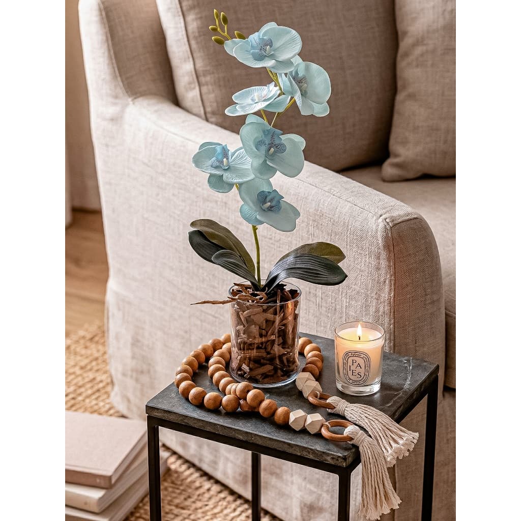 Arranjo de Flores Artificiais Cleo com Vaso de Vidro para Decoração