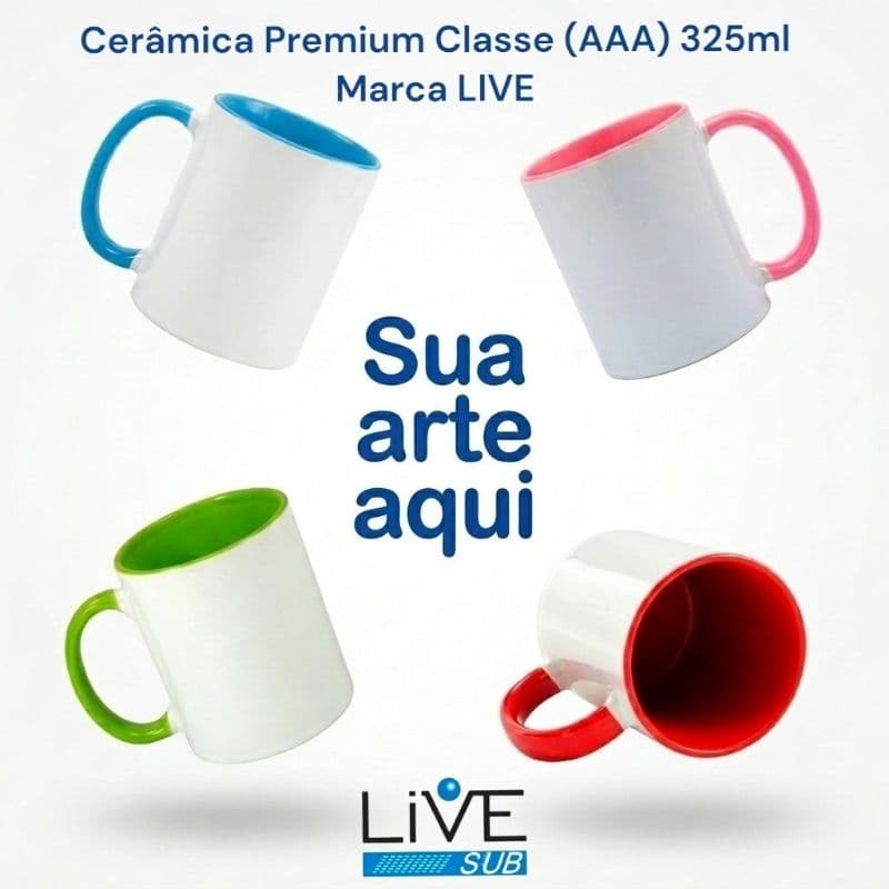 Sua estampa,  caneca de cerâmica Premium AAA marca LIVE 325ml
