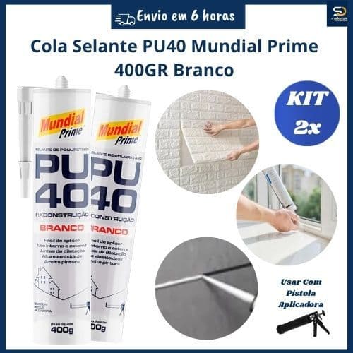 Kit 2 PU40 Selante  de Poliuretano 400gr Branco - Mundial Prime