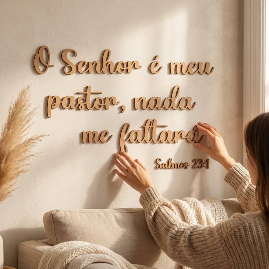 Frases Decorativas Bíblicas Em MDF Quadro Para Decoração De Parede