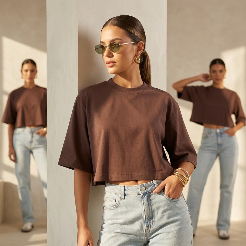 Kit 2 Cropped Feminino Basico em Algodão Oversized Leve Confortável Tecido Respirável Promoção Envio Rápido