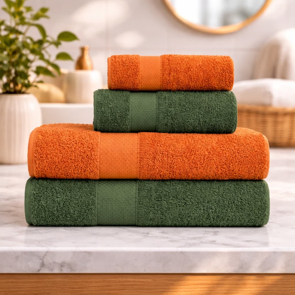 Jogo de Toalhas Mônaco 4 peças Gigantes Banho e Rosto Fio Penteado 100% Algodão Absorção Mônaco
