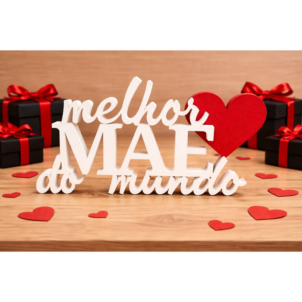 Decoração MELHOR MÃE DO MUNDO Vitrine/Cenário/Mesa Posta - PRESENTE FELIZ DIA DAS MÃES
