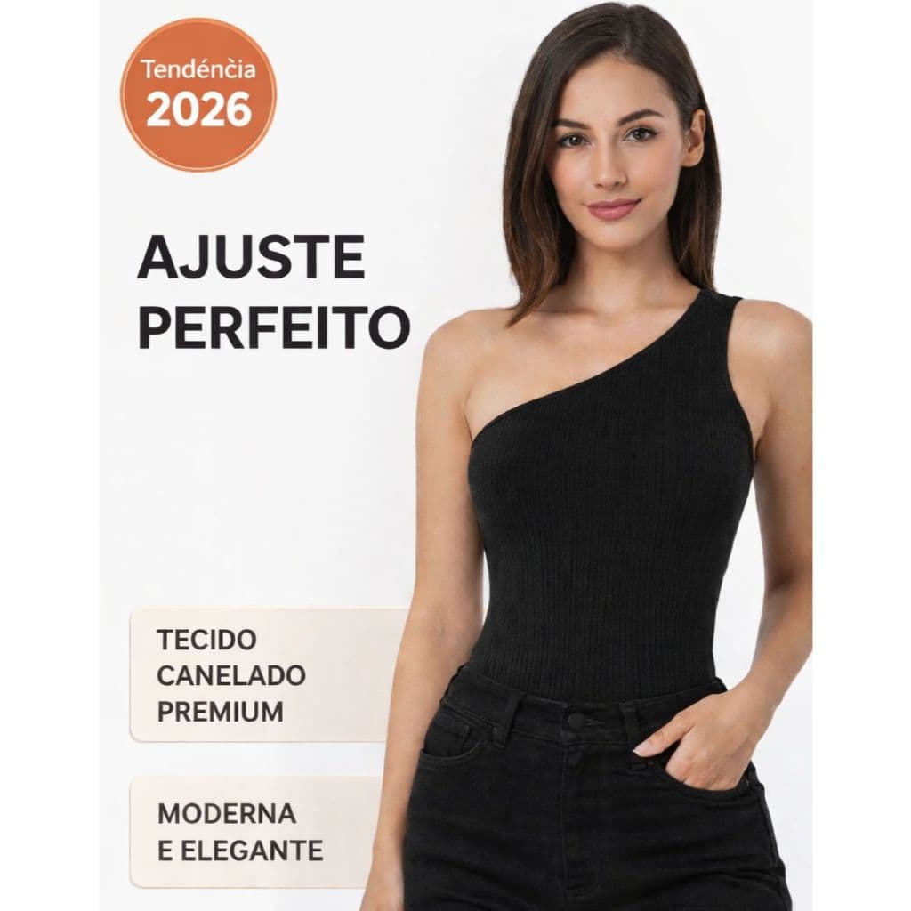 Blusa Mula Manca Feminina Ombro Único Ribana Canelada Moda Casual