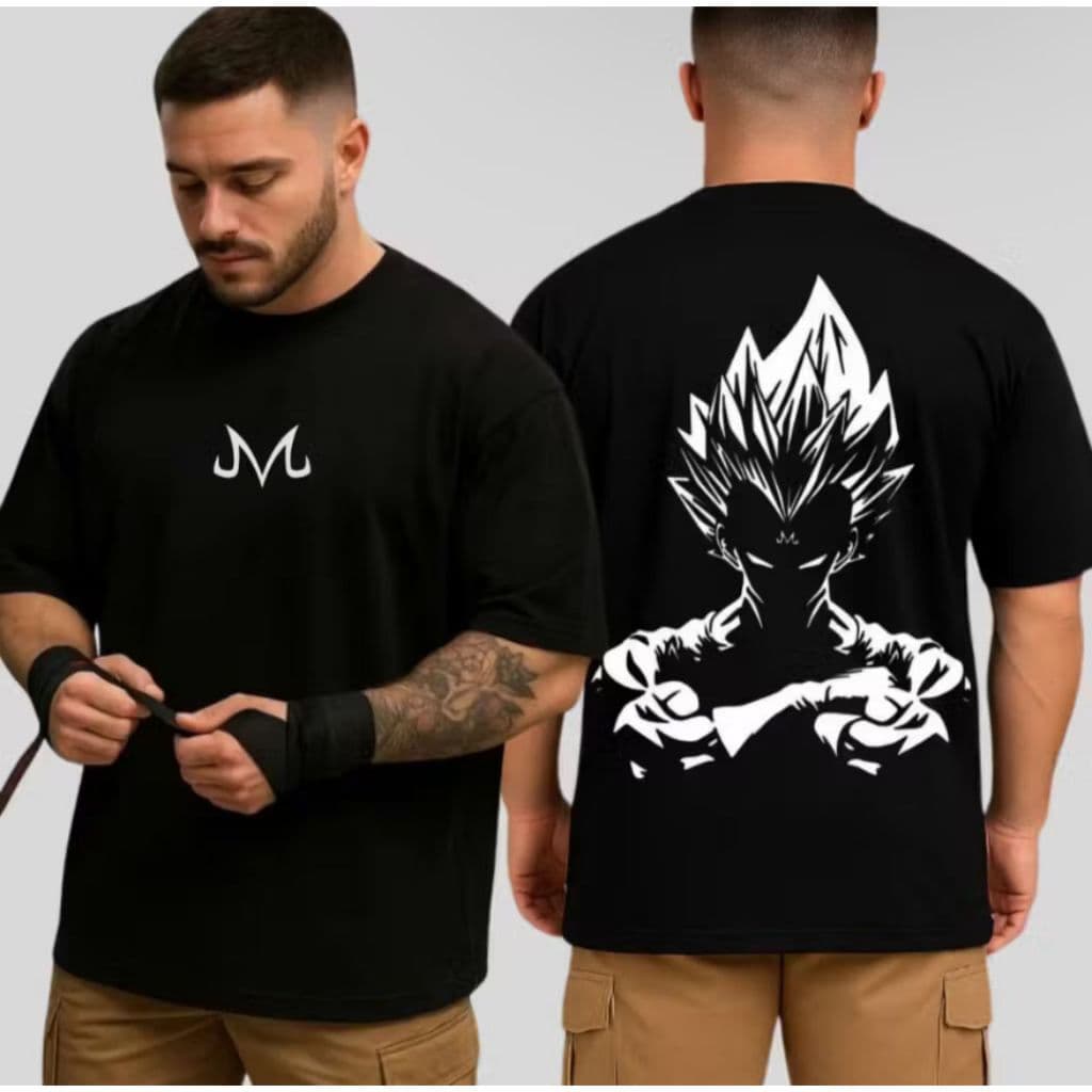 Camiseta Camisa Oversized Vegeta MajinBoo Musculação Premium 100% Algodão Streetwear treino