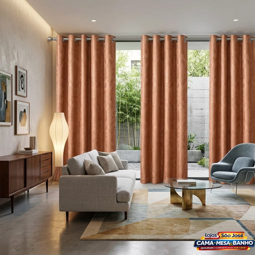 Cortina Jacquard 2,80 x 1,80 Para Janela e Quarto Linha Nobre