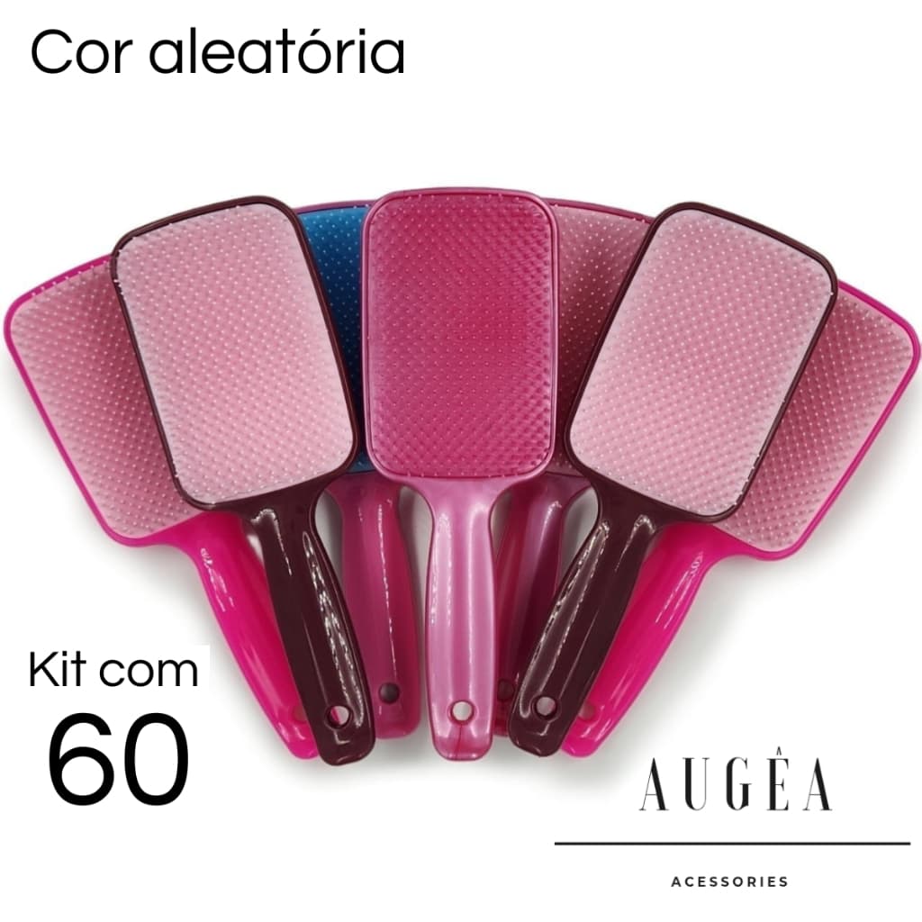 Kit 60 Escovas de Cabelo Raquete Flex Desembaraçadora Mágica Atacado Revenda