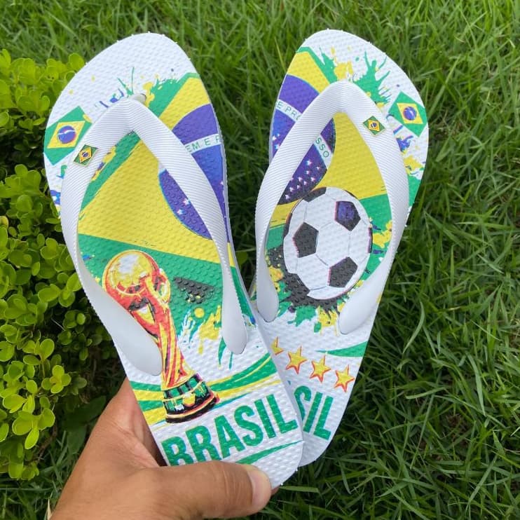 Brasil Chinelo ORIGINAL Super Macio EXCLUSIVO Copa do Mundo Detalhe em Ferro Adulto Infantil