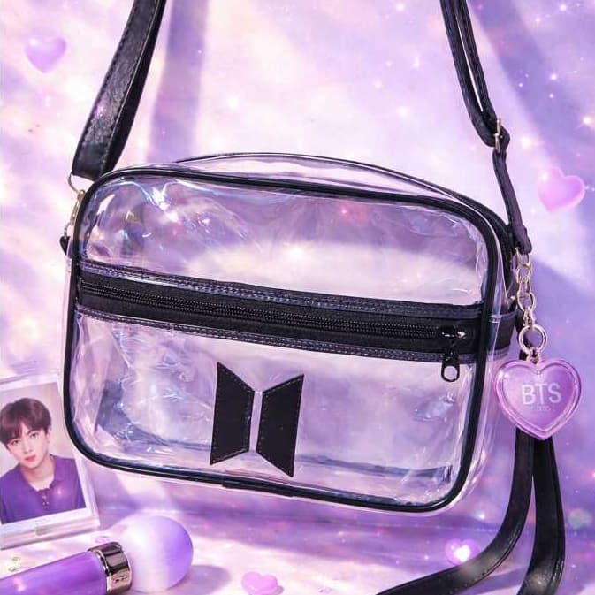 Bolsa Transparente BTS Transversal Feminina Kpop Estilo Army Show Festa Moda Tendência 2026