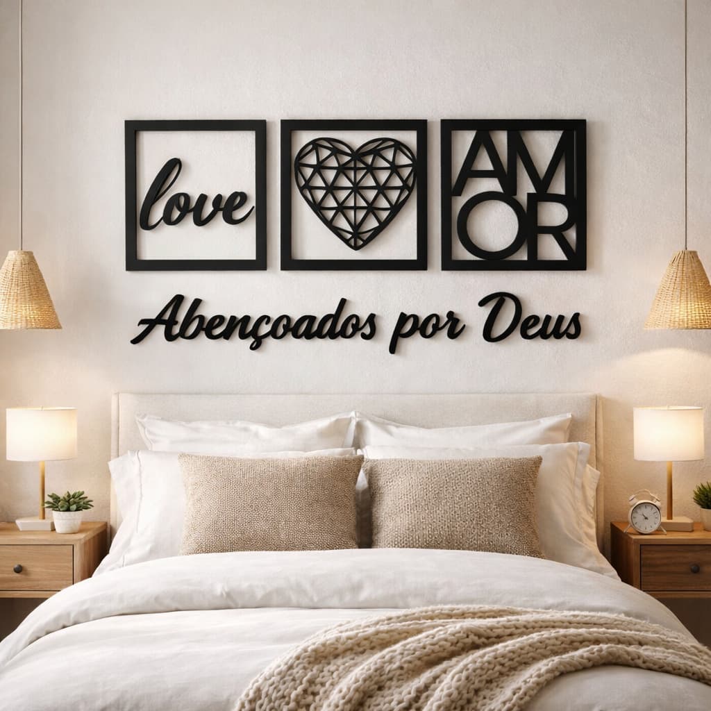 Kit 3 Quadro Decorativo Abençoado Por Deus Decoração Sala Quarto Casa