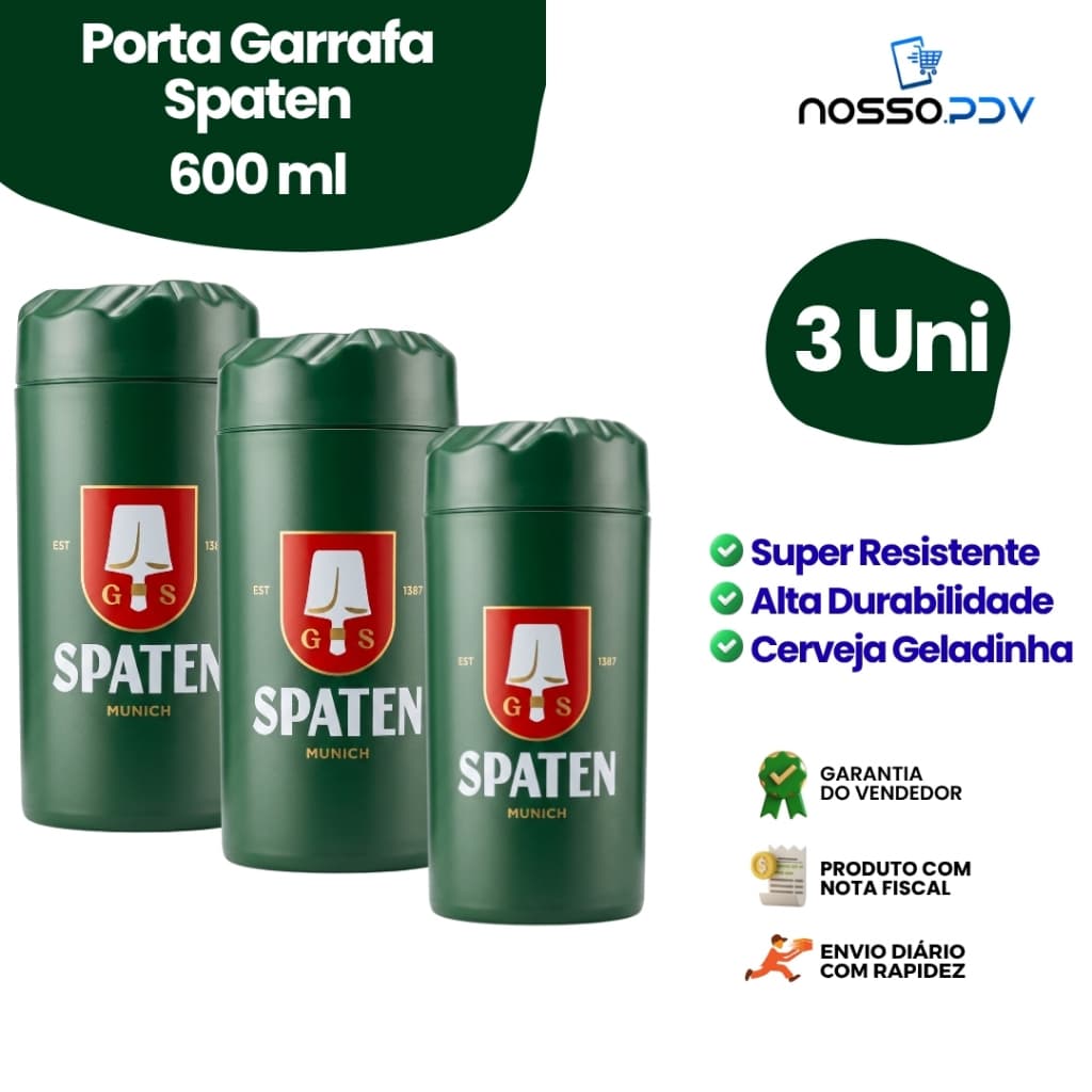 Kit 3 Porta Garrafa Térmico Para Cerveja Garrafa 600 ML Spaten Parede Dupla Alta Qualidade Envio Rápido