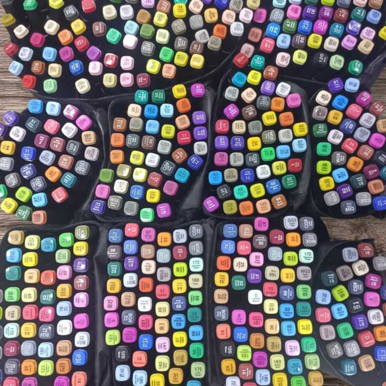 Kit de 6/Kit de 12/Kit de 24/Kit de 36.Marcador permanente de ponta dupla。CORES ENVIADAS ALETORIAMENTE!!