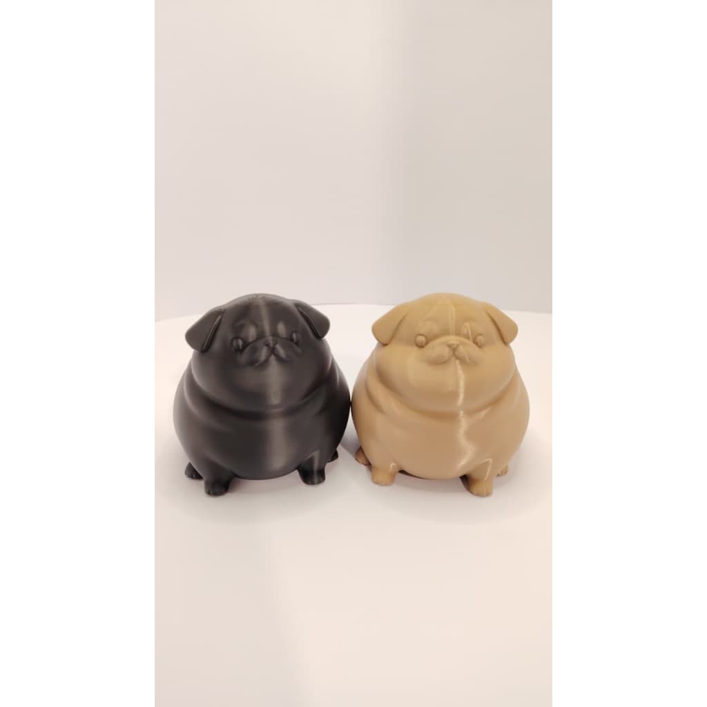 Pug Decorativo Estátua Cachorro Enfeite Mesa Sala Quarto Preto Bege Unidade ou Kit 2 Peças