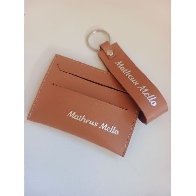 Kit Presente Personalizado Masculino Porta Cartão e Chaveiro Nome Gravado