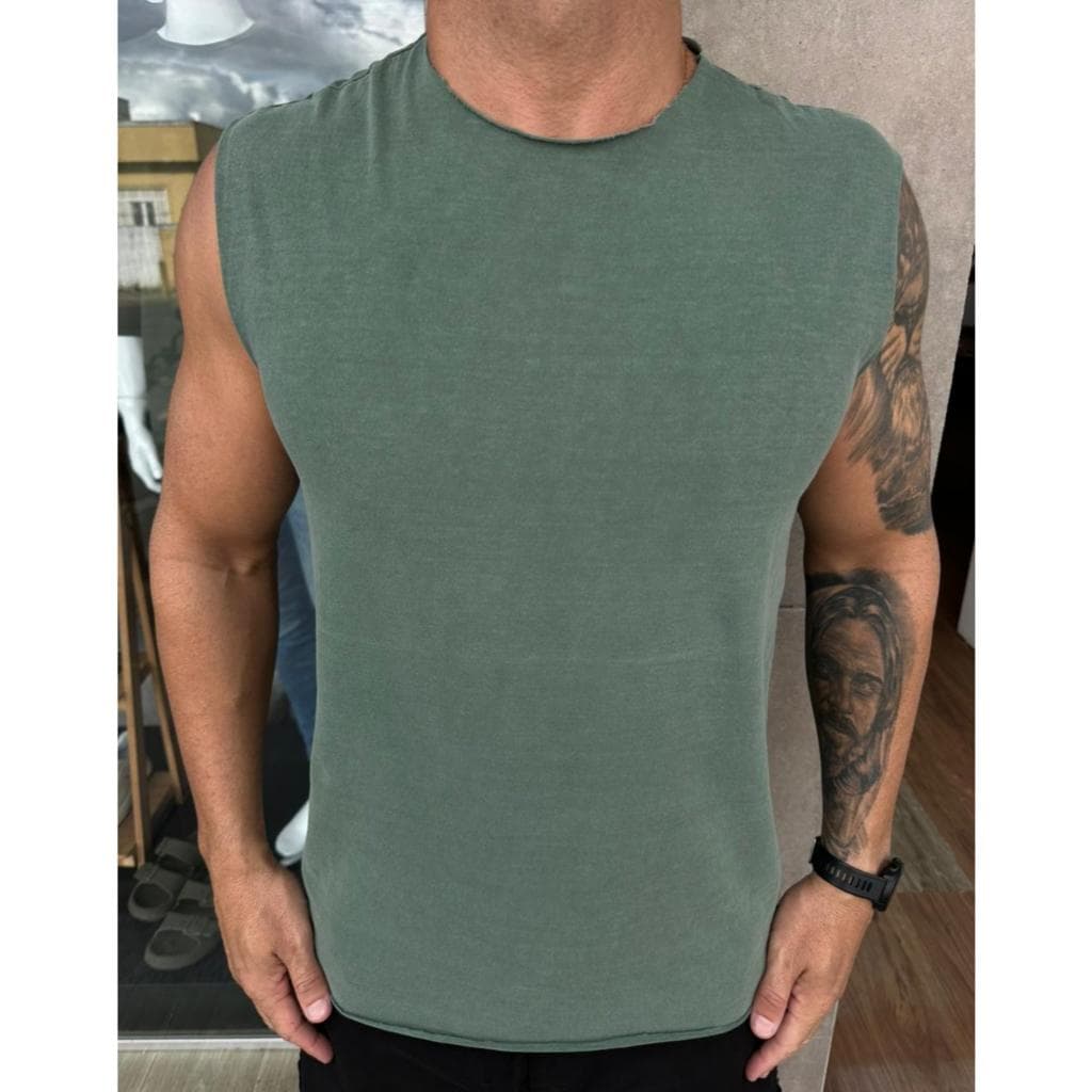 Camiseta Regata Masculina 100% Algodão Academia Treino Corrida e Praia