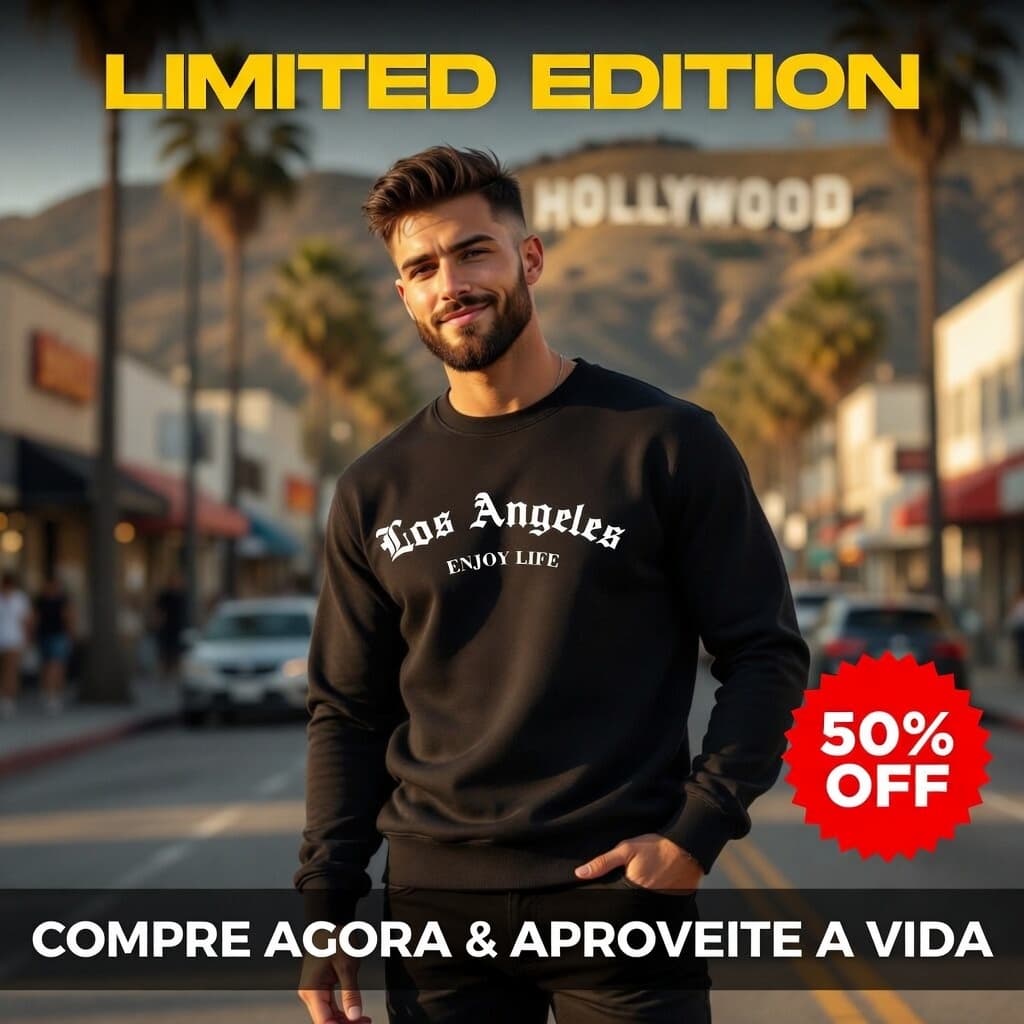 Moletom Masculino Gola Careca Los Angeles 100% Algodão Premium Enviamos Rápido