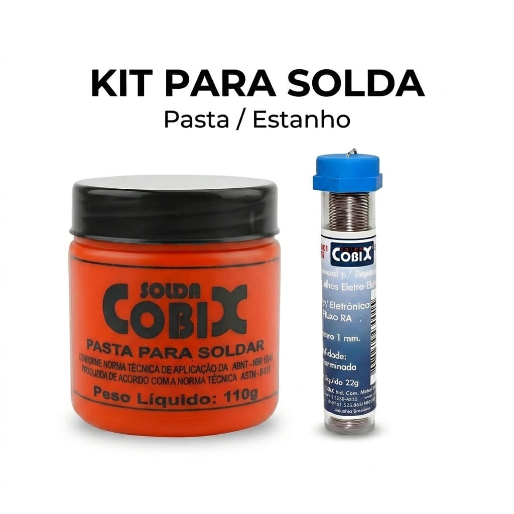 Kit Cobix Pasta de Solda 110g - Fluxo Ácido + Estanho em Tubo 22g Profissional 1871 329