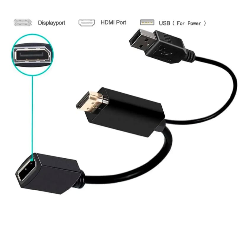 Adaptador Cabo Hdmi Macho Para Displayport Femea 4k - Adaptador Hdmi Dp 20cm MTV-221