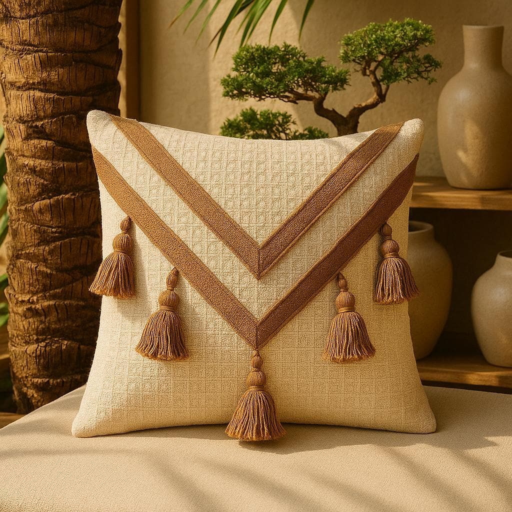 Capa de Almofada Macramê 45x45  – Trançada Artesanal em Algodão, Estilo Boho para Sofá e Cama