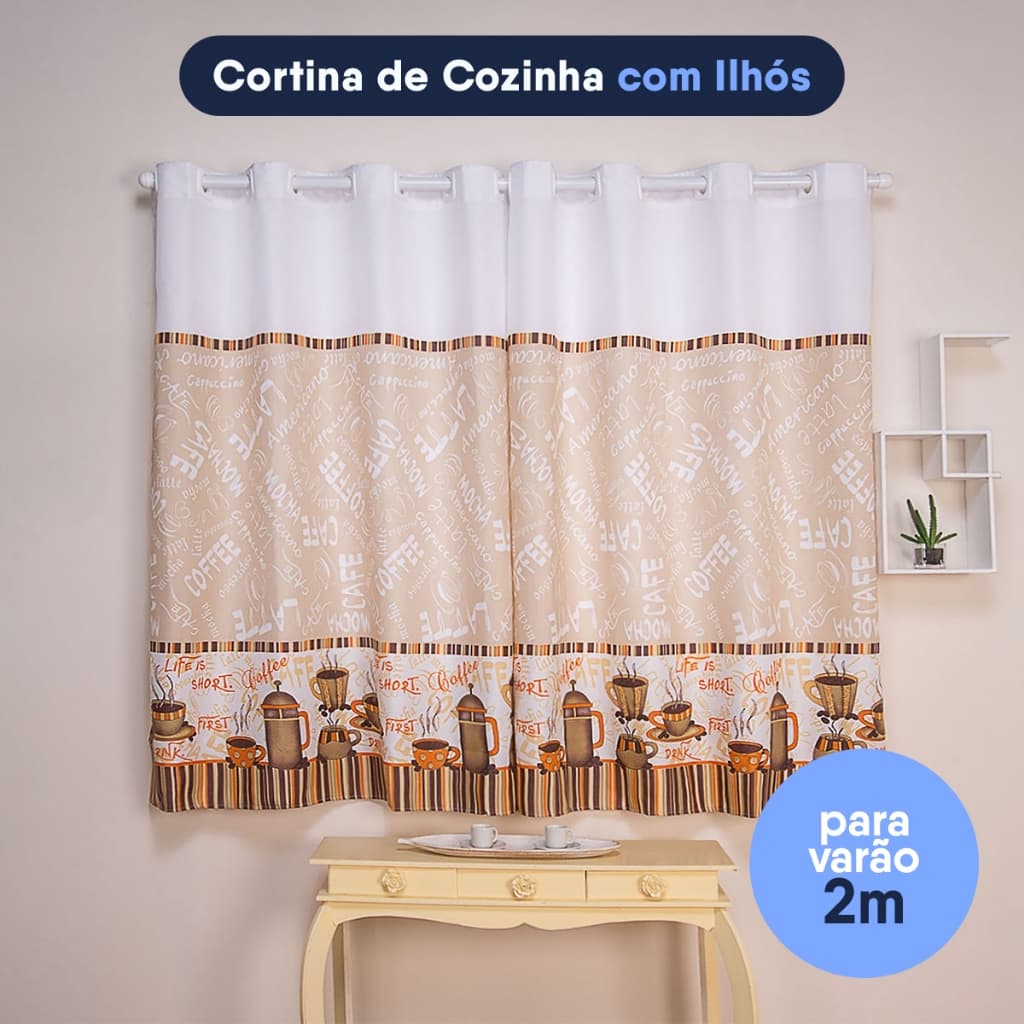 Cortina de Cozinha 2,80 X 1,40 Varão Simples
