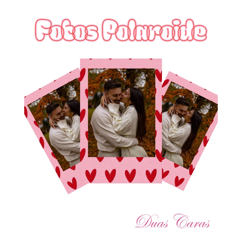 Kit de Mini Fotos com moldura romantica - Kit de Fotos de Coração