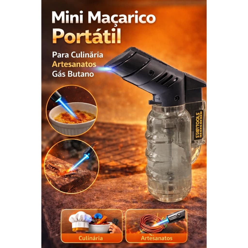 Mini Maçarico Isqueiro Portátil Recarregável Culinário - Startools