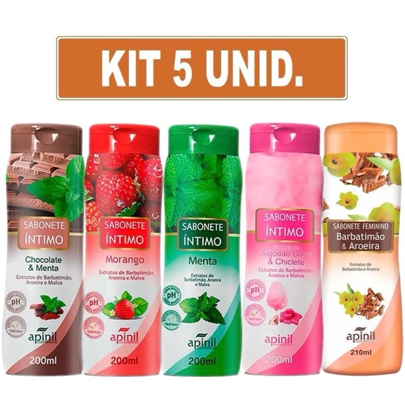 Kit Sabonete Íntimo Feminino Apinil – 5 Unidades | Cuidado, Frescor e Proteção Diária 🌸