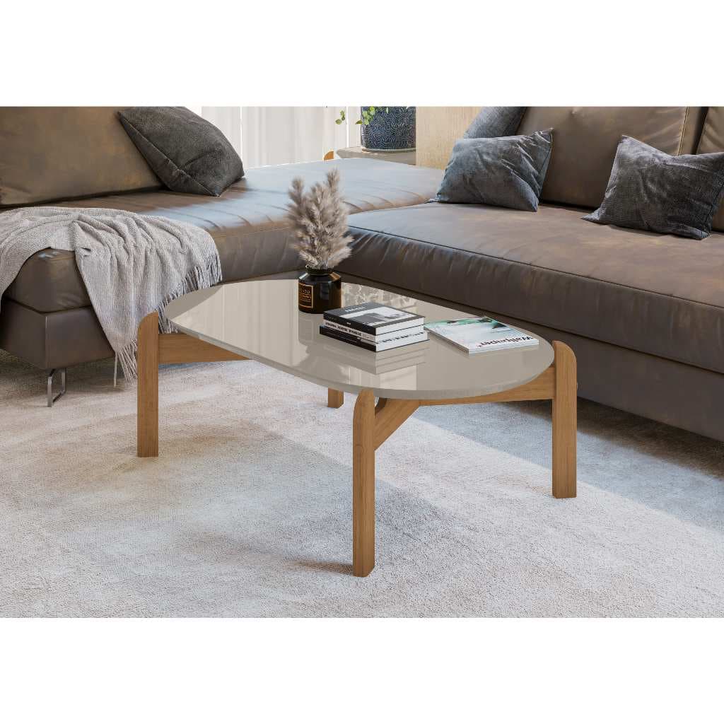 Mesinha Mesa de Centro Oval Lizz Oblonga Estilo Clássico para Decoração de Sala Elegante Cores