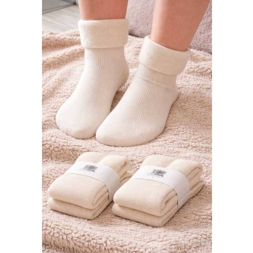 Kit 2 Meias Forradas Grossas De Inverno Peluciada Térmica Cano Médio