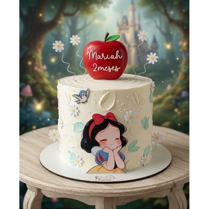 Topo Topper de bolo tema Branca de neve personalizo com nome,mês versátil