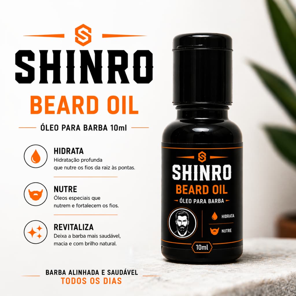 Óleo de Barba 10ml  Hidratação Nutrição e Brilho Natural