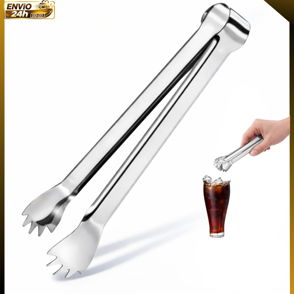 Pegador de Gelo Inox Pinça para Gelo Multiuso Bar Cozinha Buffet Restaurante Aço Inoxidável