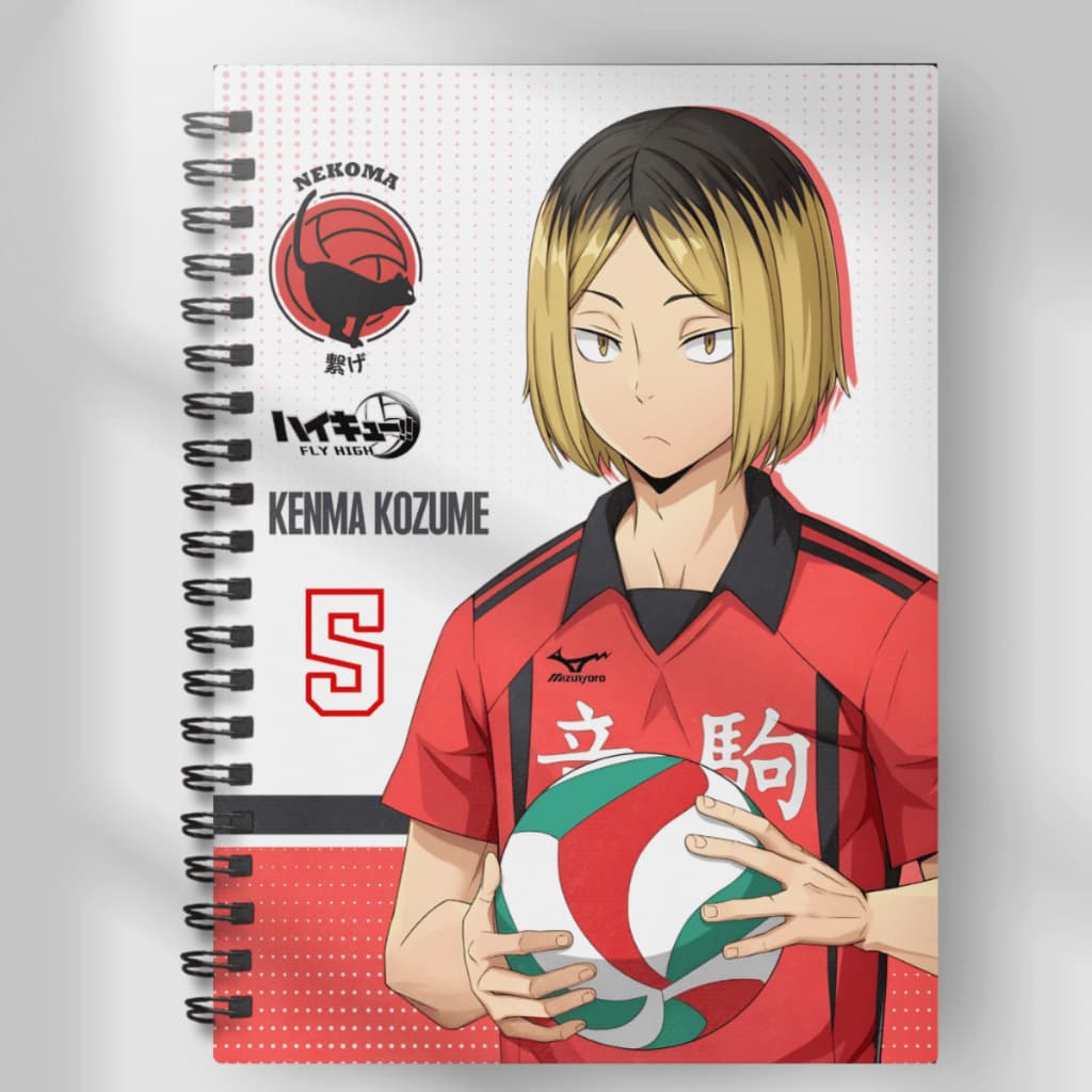 Caderno Universitário Haikyuu Escolha Seu Personagem 80 Fls com Adesivos (Hinata, Kageyama, Kenma e mais)