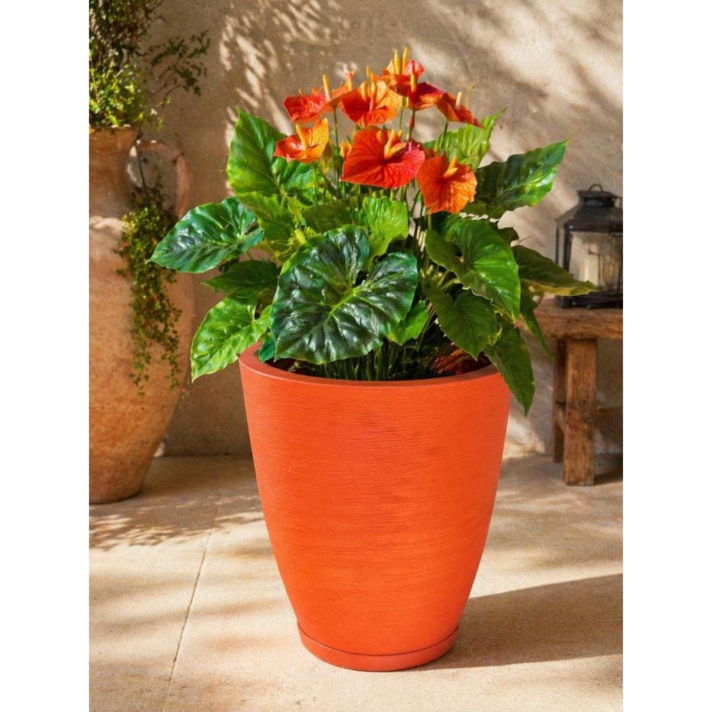 Vaso para Planta em polietileno Coluna Barcelona M 42x36x23 cm com Prato Coletor
