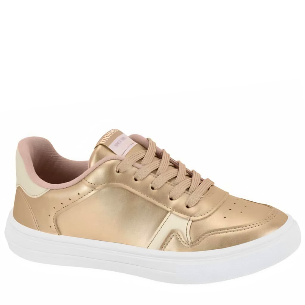 Tênis Feminino Casual Moleca 5796.117 Confortável Metalizado Dourado
