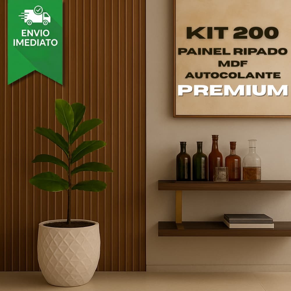 Kit 50 Até 200 Placas Ripados Revestimentos Painel Decorativo MDF MADEIRA 45cmx11cm Sala Tv Quarto