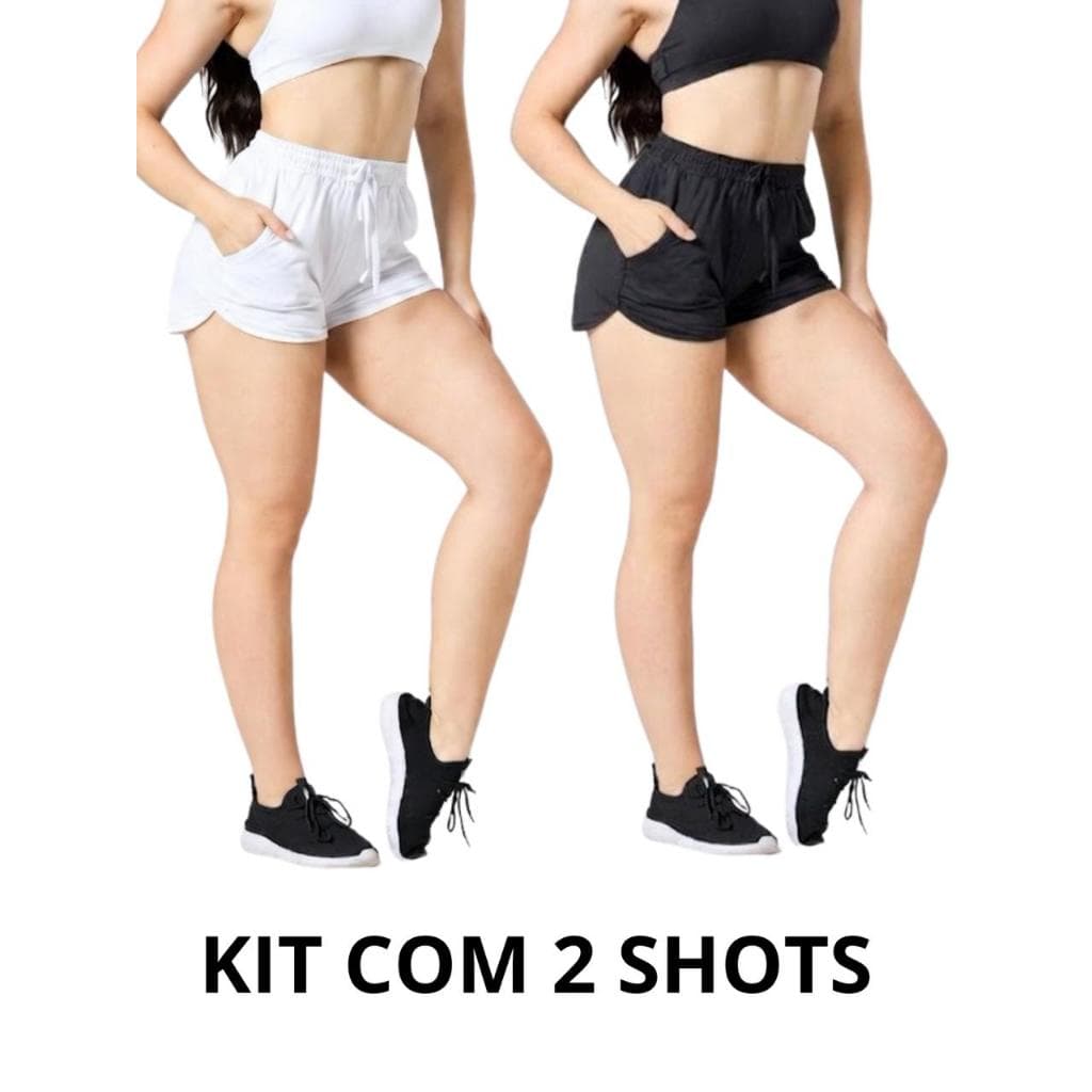 Kit 2 Shorts Feminino Moda Praia Leve confortável  Shortinho Curto Esportivo Proteção Solar UV 50+ Corrida Com Bolsos