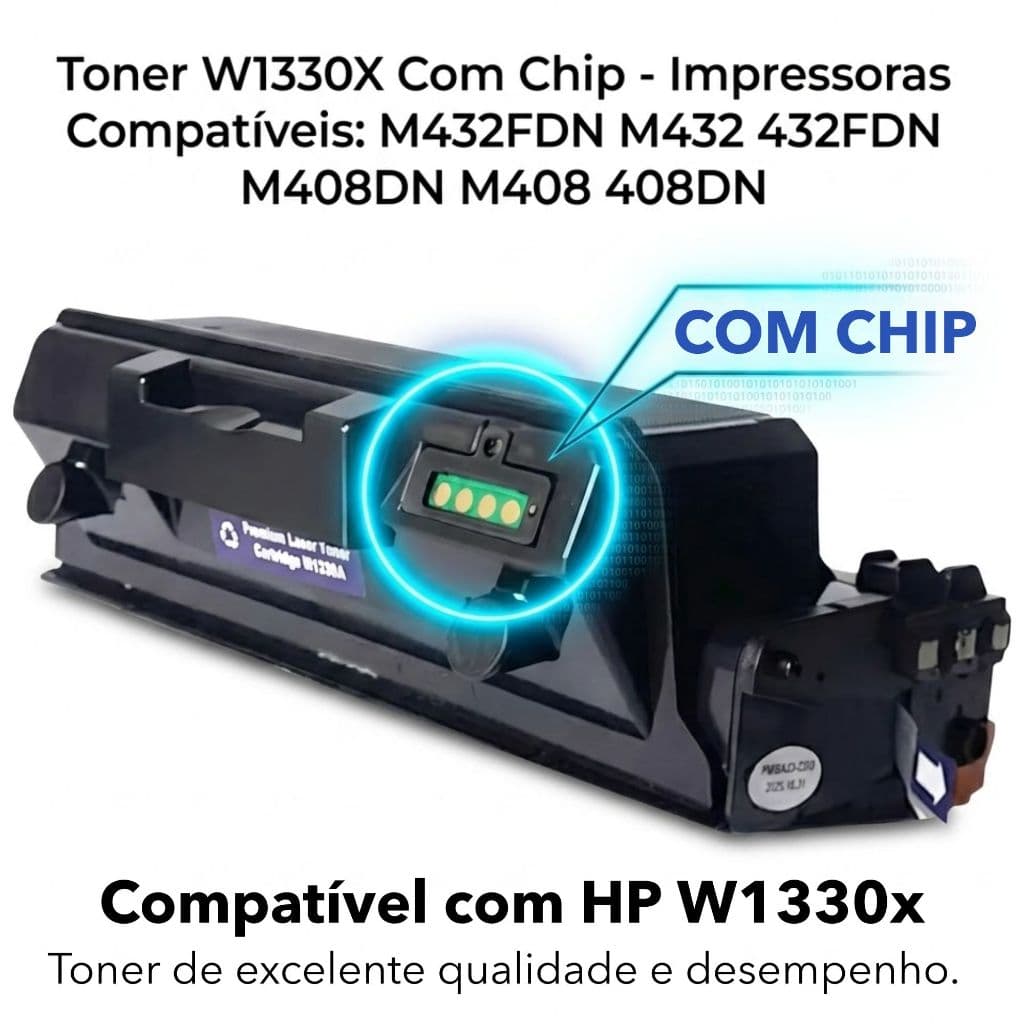 Kit 2 Toner Compativel Hp W1330x Com Chip M432fdn M432 M408dn