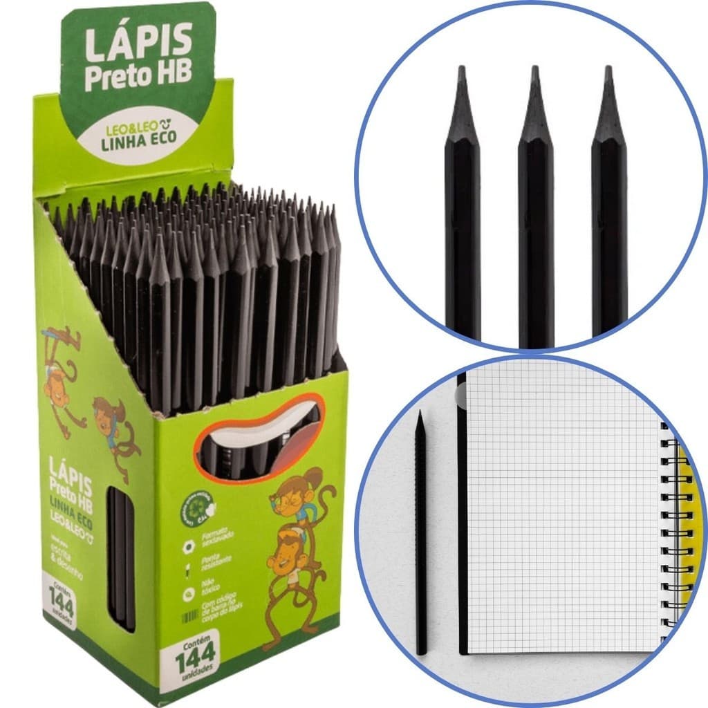Lápis preto de escrever - LEO & LEO - Kit com 10 unidades - N°2 HB