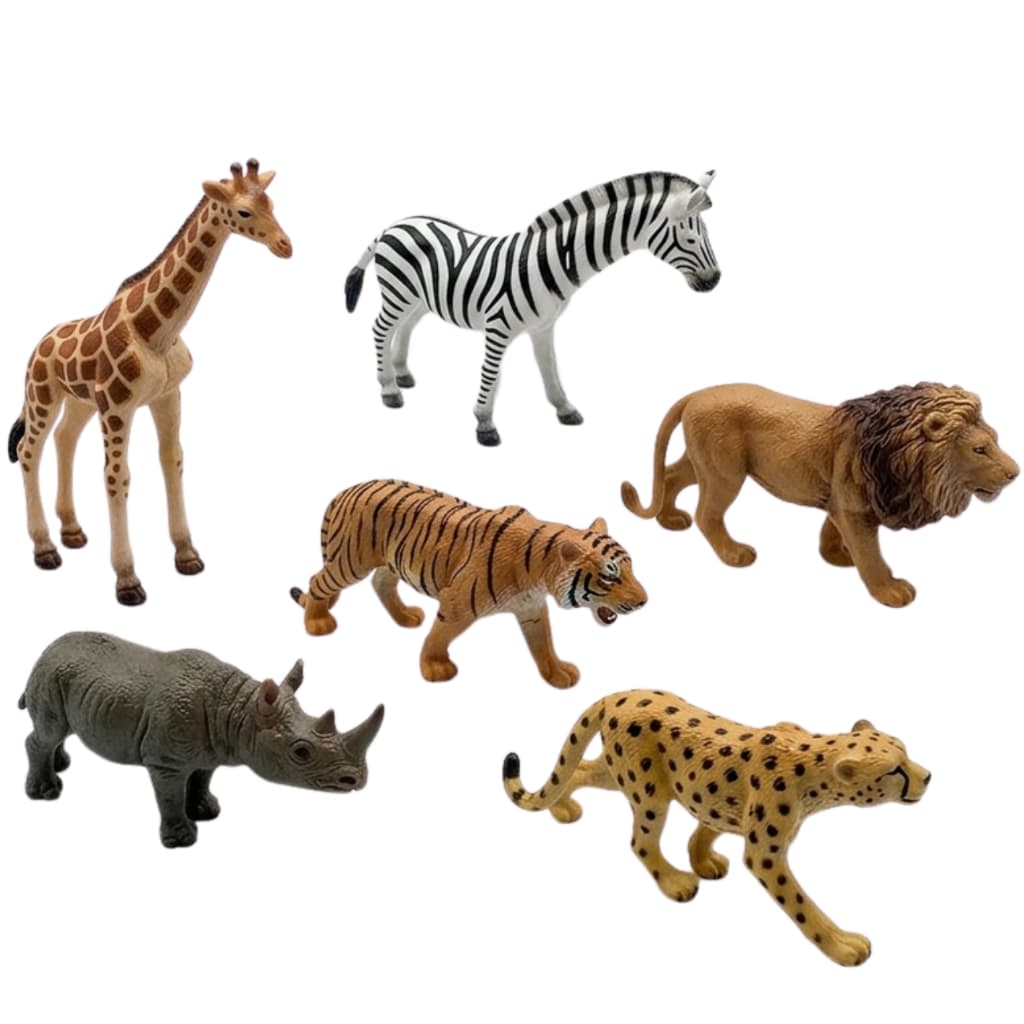 Kit 6 Animais Selva Safari Grandes 18cm Brinquedo Realista Infantil Educativo