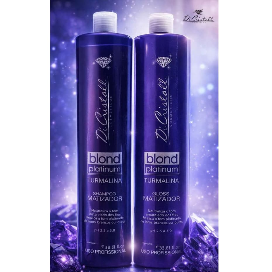 Kit Matizador Blond Platinum Turmalina Di Cristall Shampoo e Gloss 1 Litro