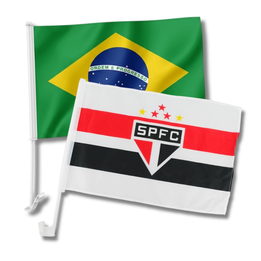 Kit Torcedor Bandeirinha de Carro, Bandeira de Carro SPFC, Bandeira de Carro do Brasil - São Paulo