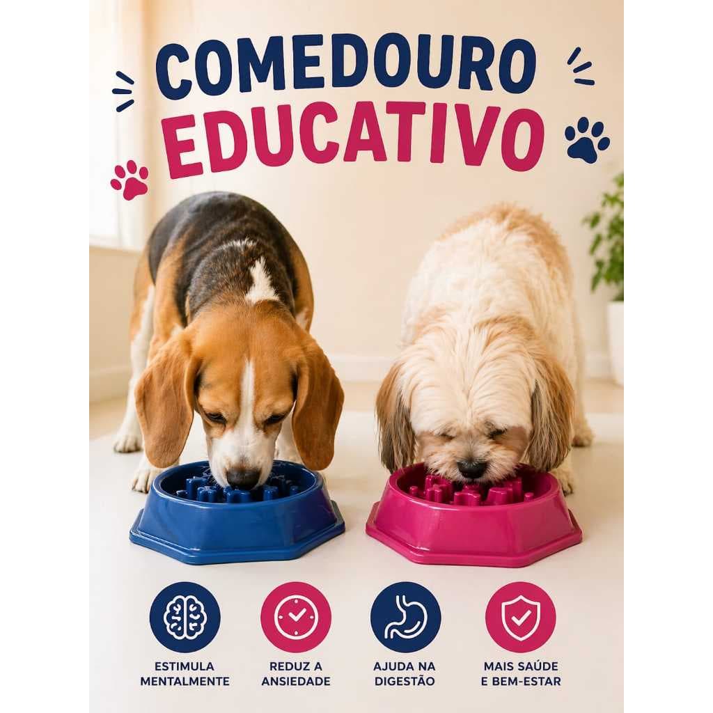 Comedouro Educativo Lento Para Cachorro 600ml Evita Engasgo e Ansiedade