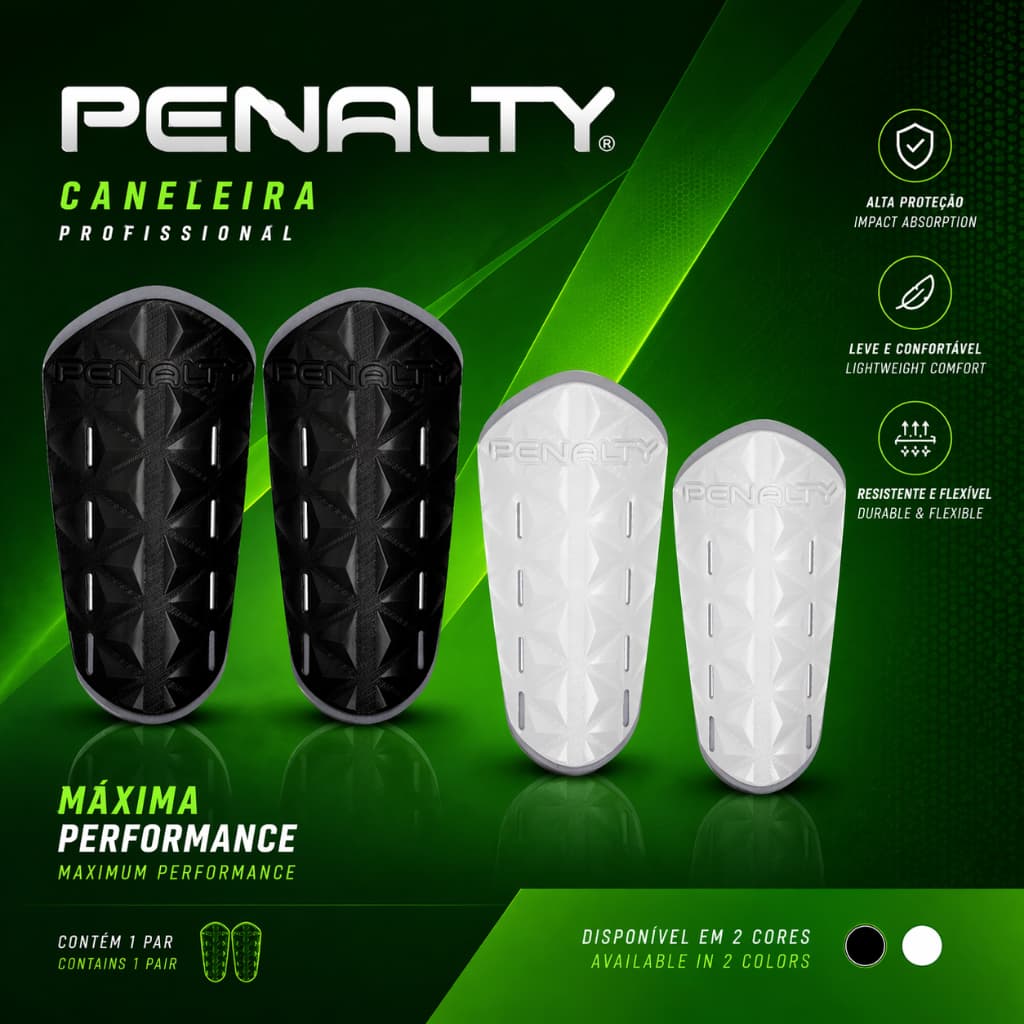 Caneleira de Futebol Penalty MX Infantil Juvenil Adulto Campo Society ou Futsal.