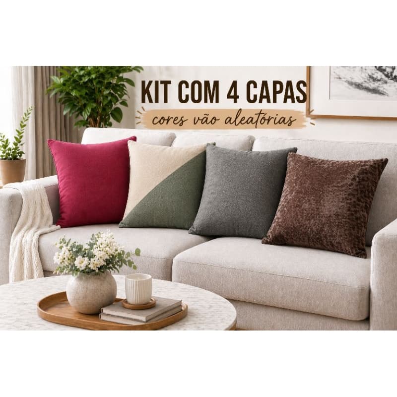 Kit com 4 Capas de Almofadas Cores Aleatórias