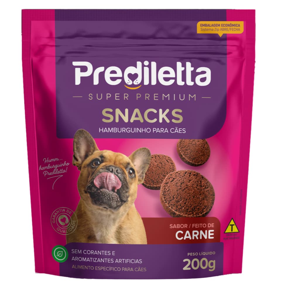 Petisco Hamburguinho Prediletta Super Premium para cães 200gr