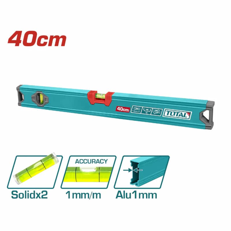 NÍVEL DE ALUMÍNIO 40 cm/PROFISSIONAL  2 (Bolhas) TOTAL TOOLS